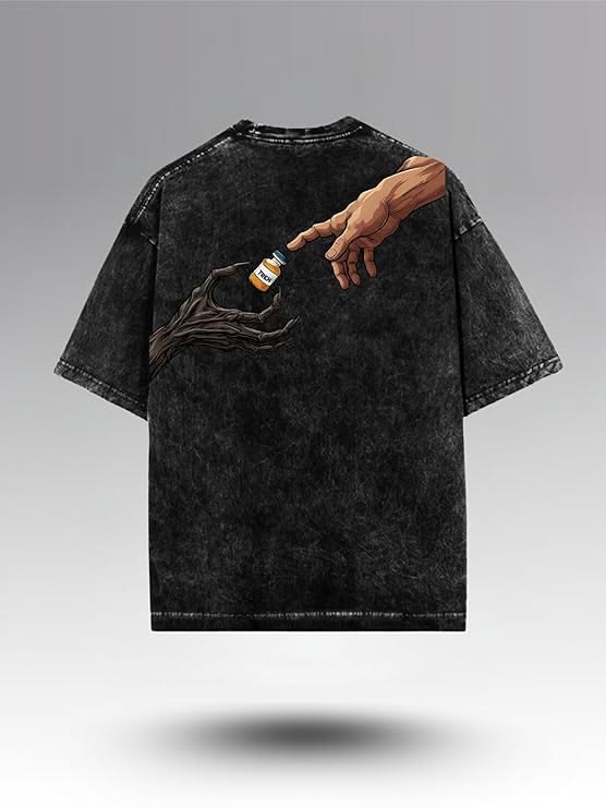 Oversized Acid Wash T Shirt for Men